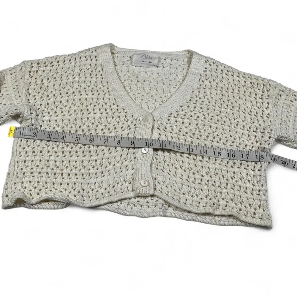 Zara Girl Size 13-14 Button‎ Up Open Knit Crochet Cardigan Fits Women’s S Boho